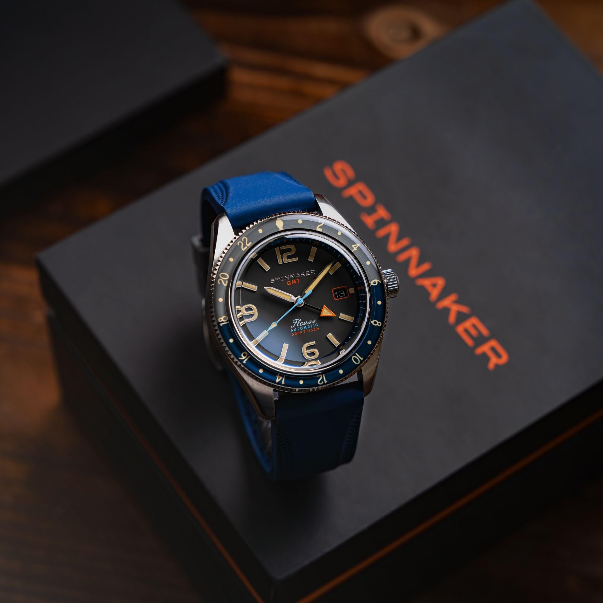 Spinnaker Herren Fleuss GMT Automatikuhr mit massivem Edelstahlarmband SP-5120