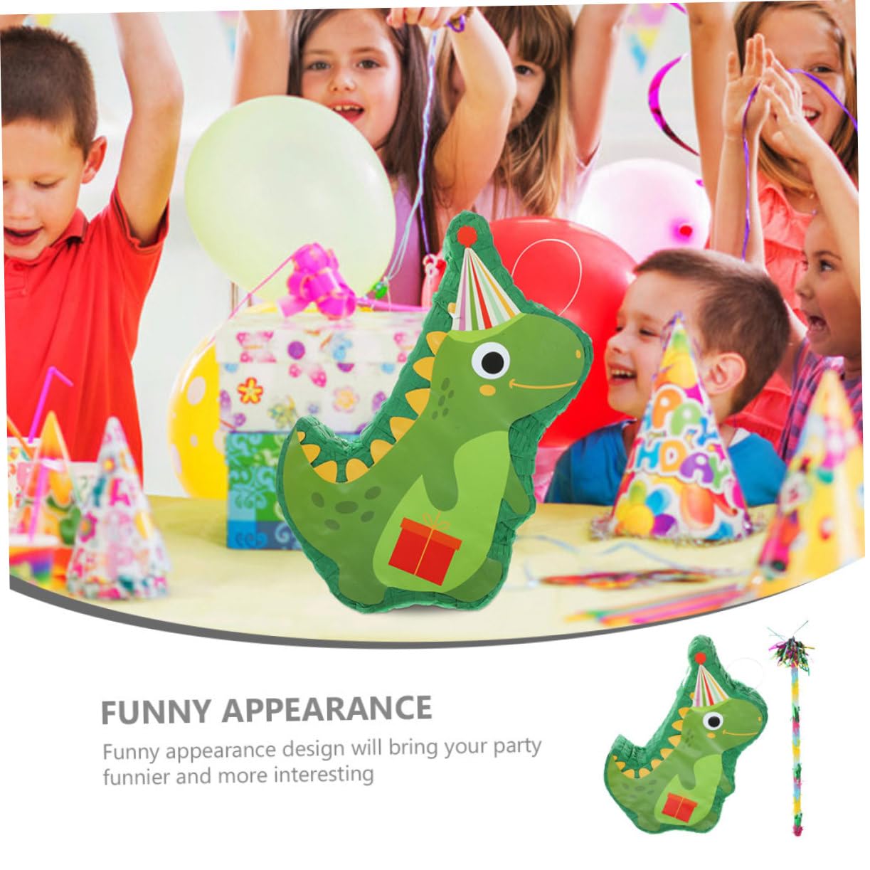 Pinata Dinosauro Festiva Bastone per Compleanni e Feste Carta Riciclabile