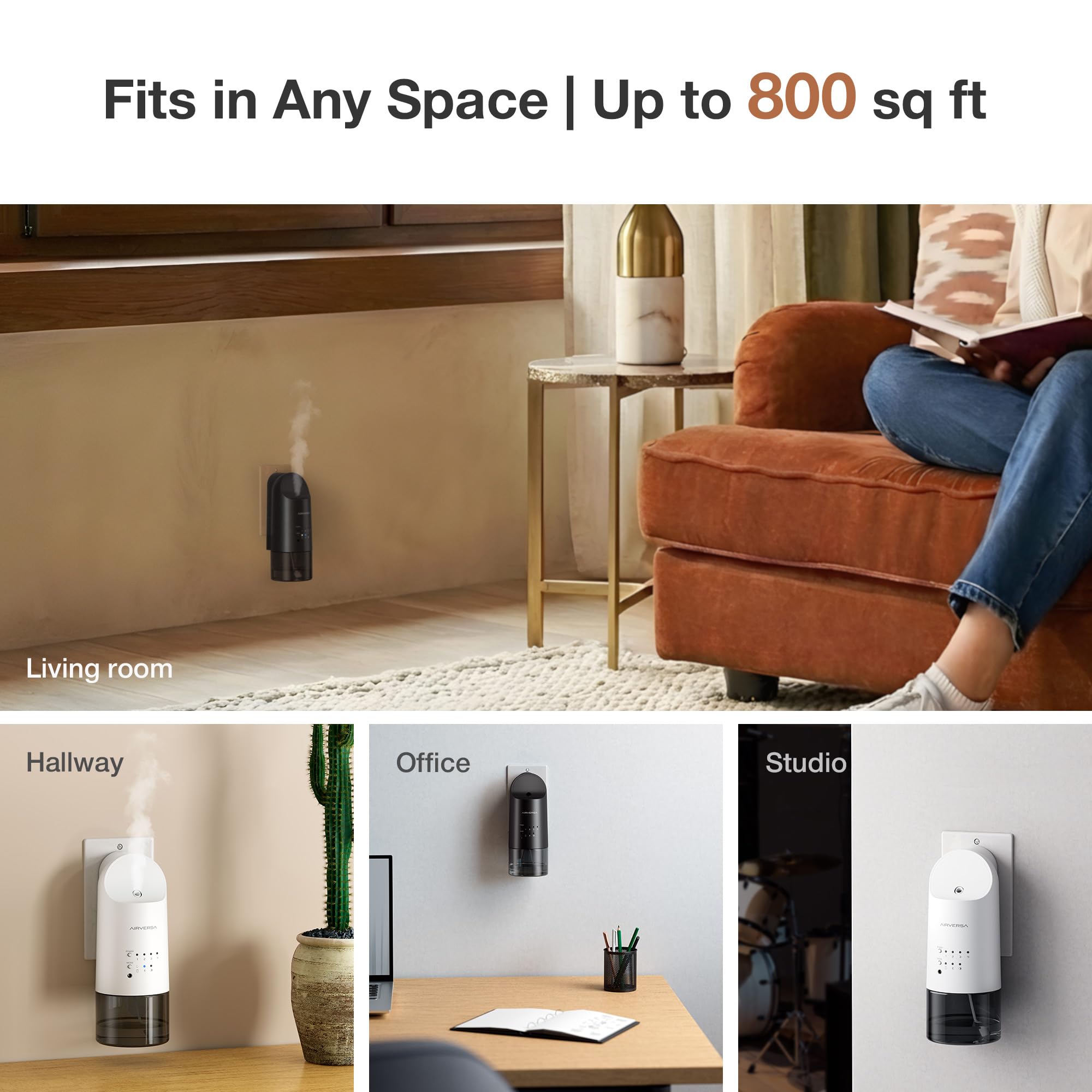 Airversa Smart wasserloser Steckdosen Diffusor für ätherische Öle, 160 ml, App- und Tastensteuerung, für Räume bis zu 74 m², ideal für Zuhause, Zimmer, Spa, Büro, Studio, ANP