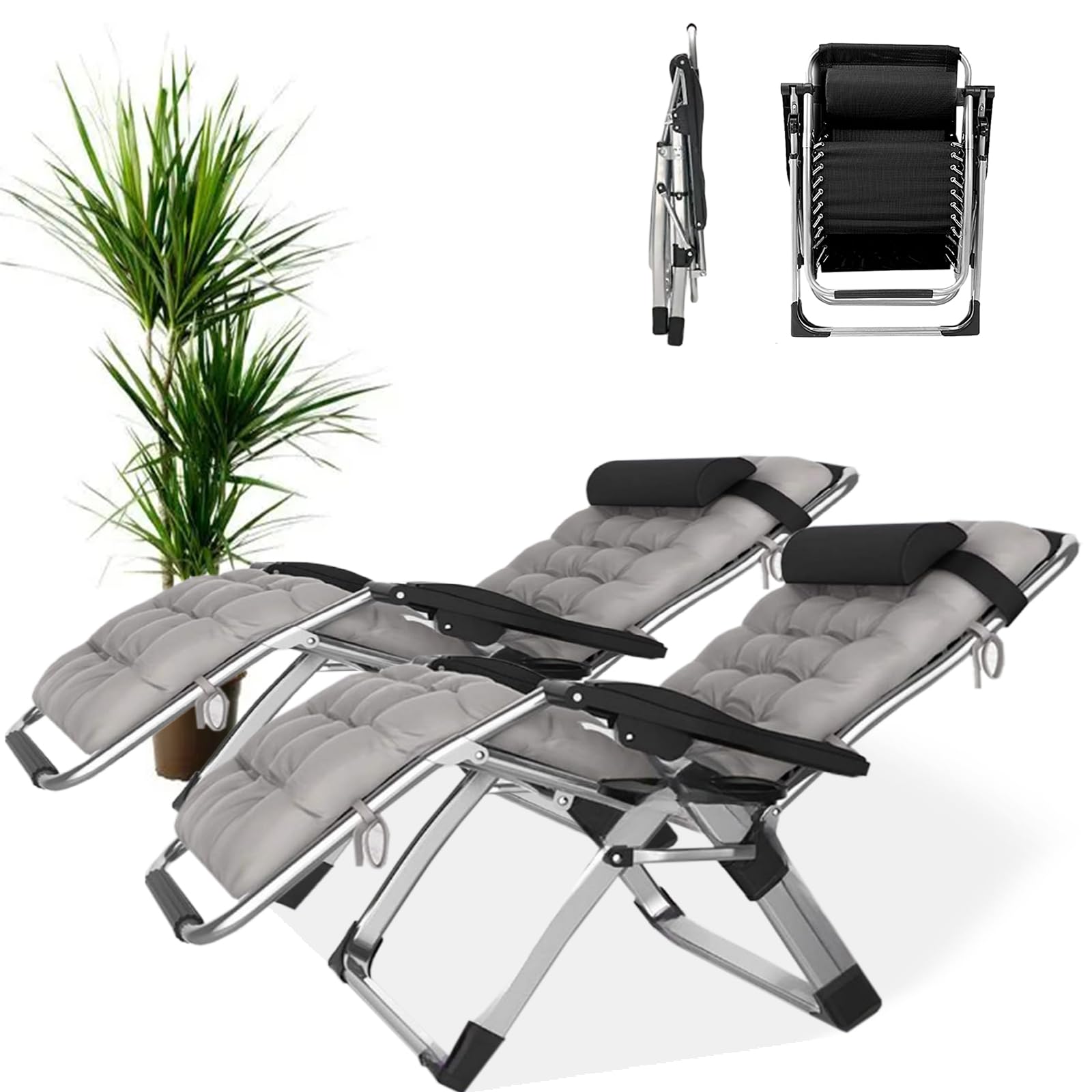Chaise longue de jardin 200 kg avec repose-pieds et dossier inclinable