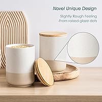 Vista 4 de vancasso Sabine - Juego de recipientes grandes de cerámica con tapas de madera herméticas, 2 tarros de almacenamiento de alimentos de cocina