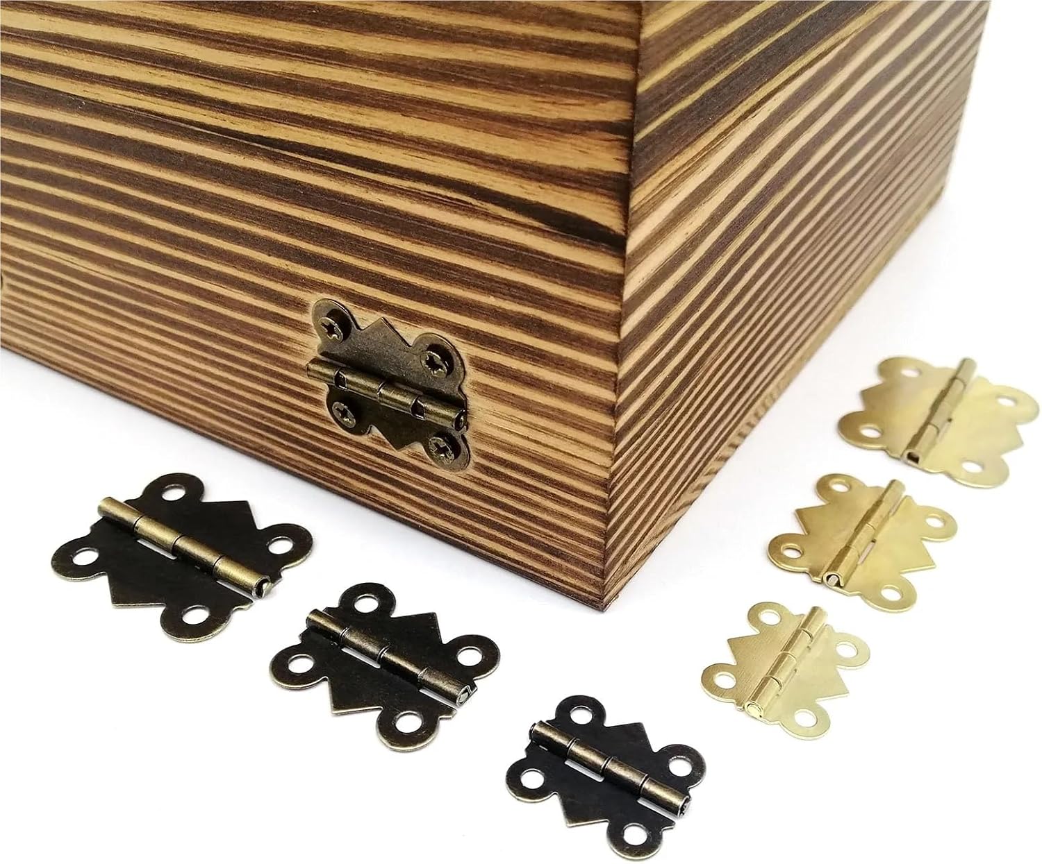Wine Case Dollhouse Hinge with Screws 2 Color 3 Size 12Pcs(Small 17x20mm Bronze)