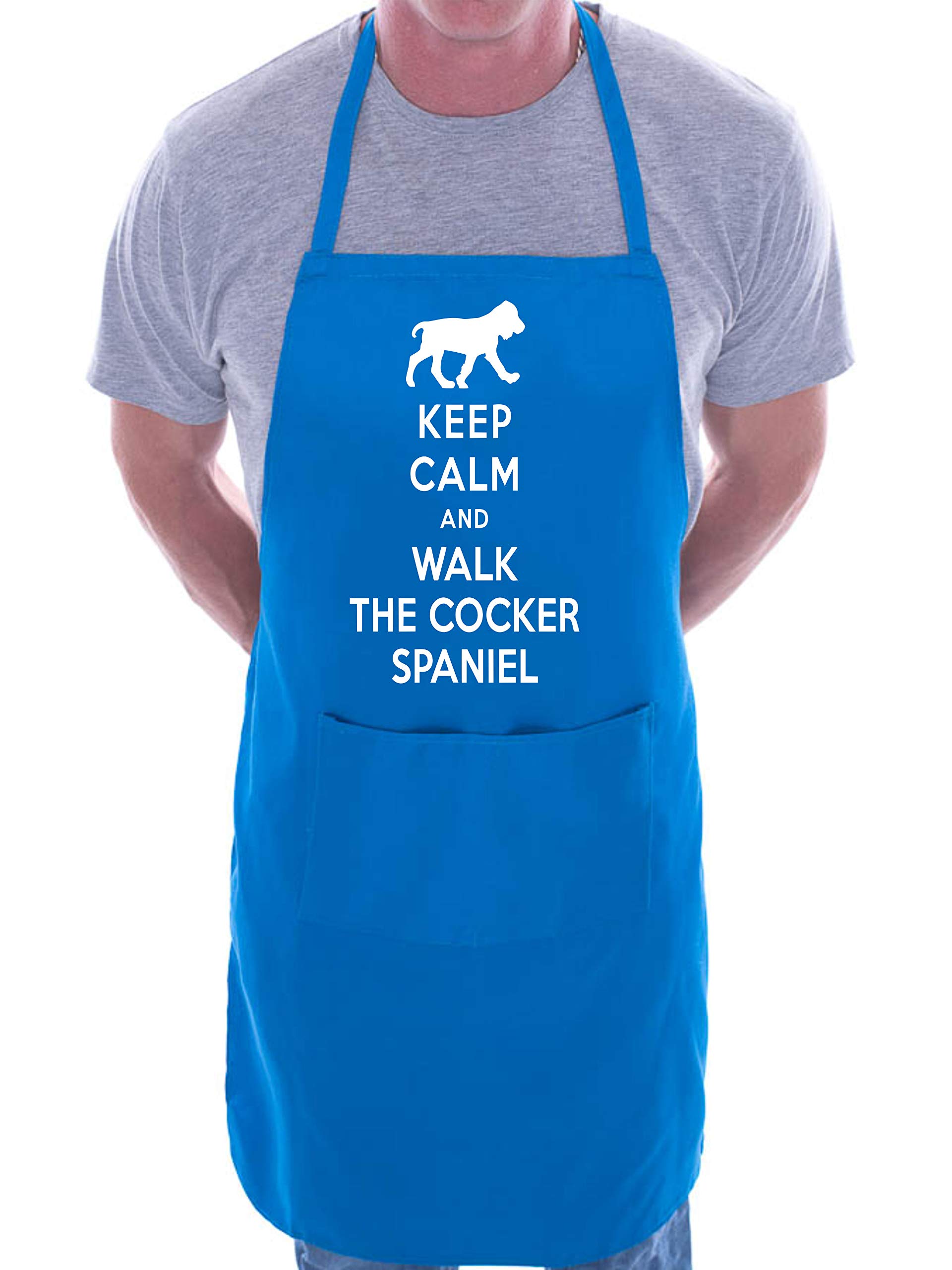 Print4u Men's Blue Apron Bbq Novelty Cooking Keep Calm And Walk Cocker Spaniel Dog