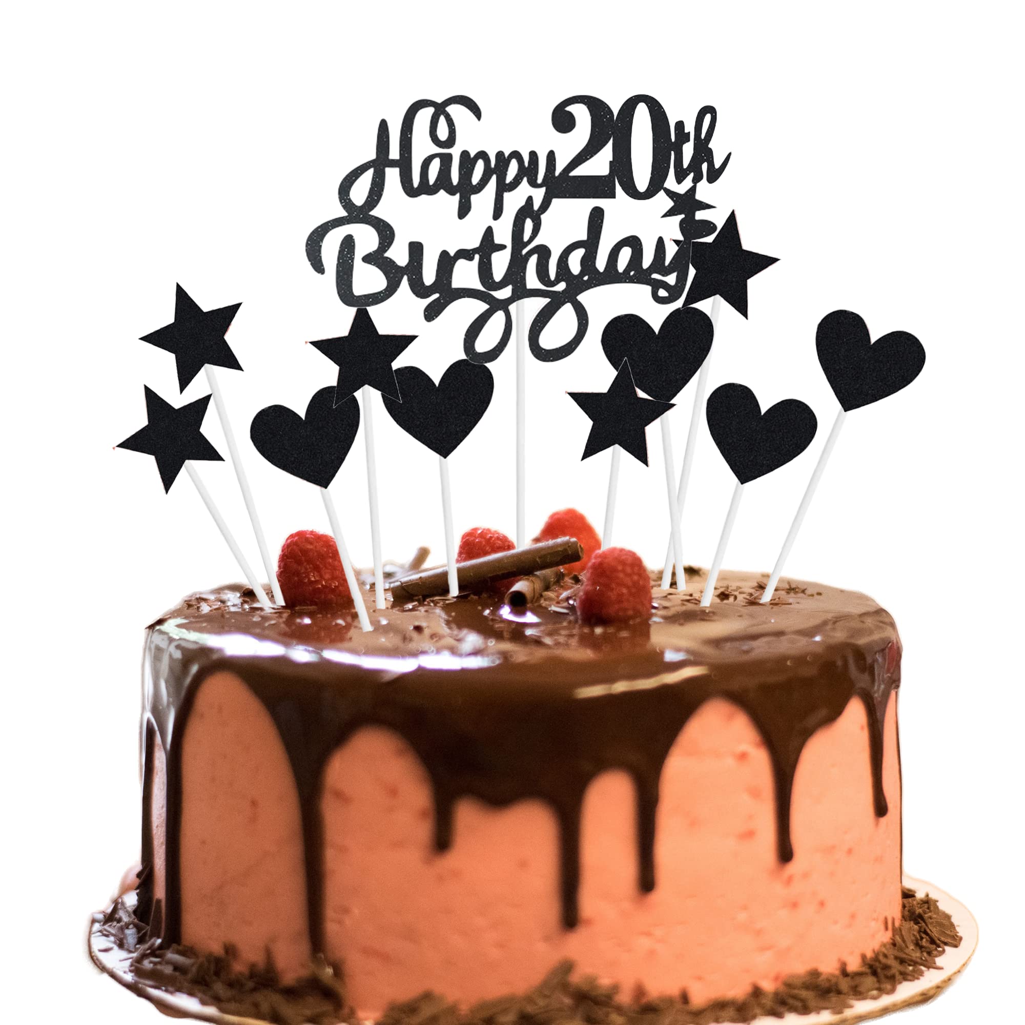 Kit Déco Anniversaire 20 Ans Noir & Or – Ballons, Bannière, Cake Topper, Guirlandes – Parfait Homme Ou Femme