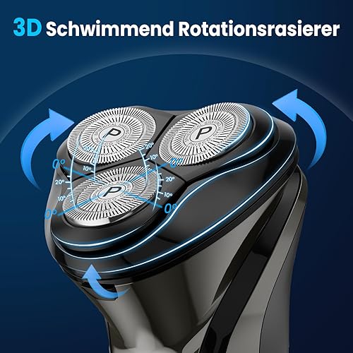 Miniatura 2 de Phisco - Maquinilla de afeitar eléctrica para hombres  Afeitadora giratoria 3D recargable con cable e inalámbrica para hombres con recortadora de
