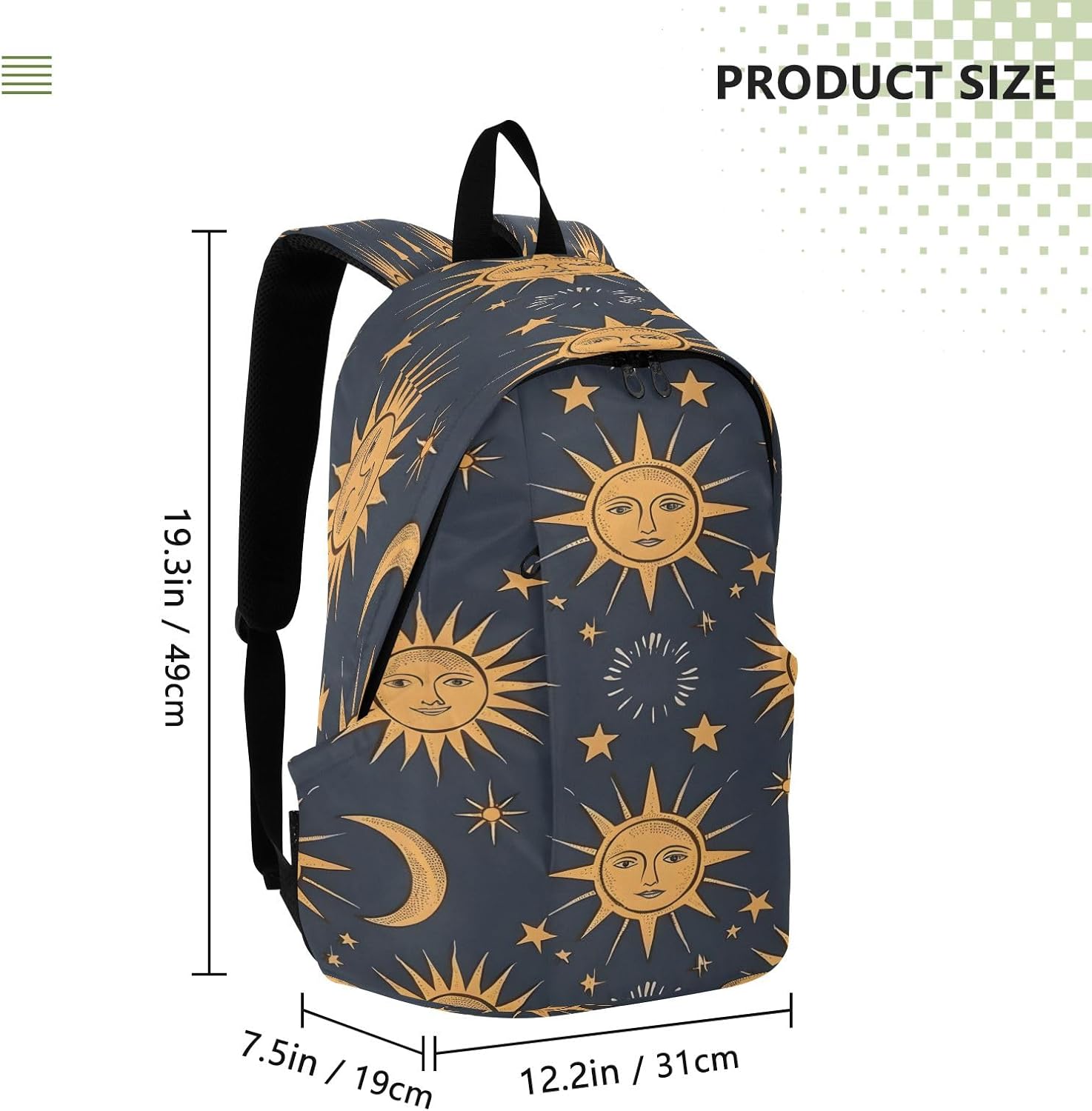 Sun Moon and Stars in A Seamless Pattern Design Travel Backpack for Women Men Laptop Backpack College Bookbag Large Capacity Computer Backpacks for Work Travel - Image 3