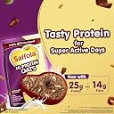 Saffola 25g High Protein Oats | 14g Fibre | 1kg | No Refined Sugar | With Almonds, Raisin, Pumpkin and Chia Seeds | Rolled Oats for Weight management & Muscle gain | Chocolate flavour gallery image