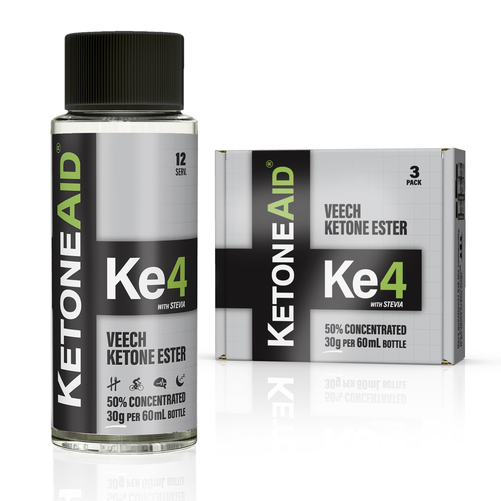 KE4 Pro Ketone Ester Drink | Not a Ketone Salt, No Sugar, No Caffeine | Exogenous D-BHB Ester | 12 Serving Per Bottle (3 Count)