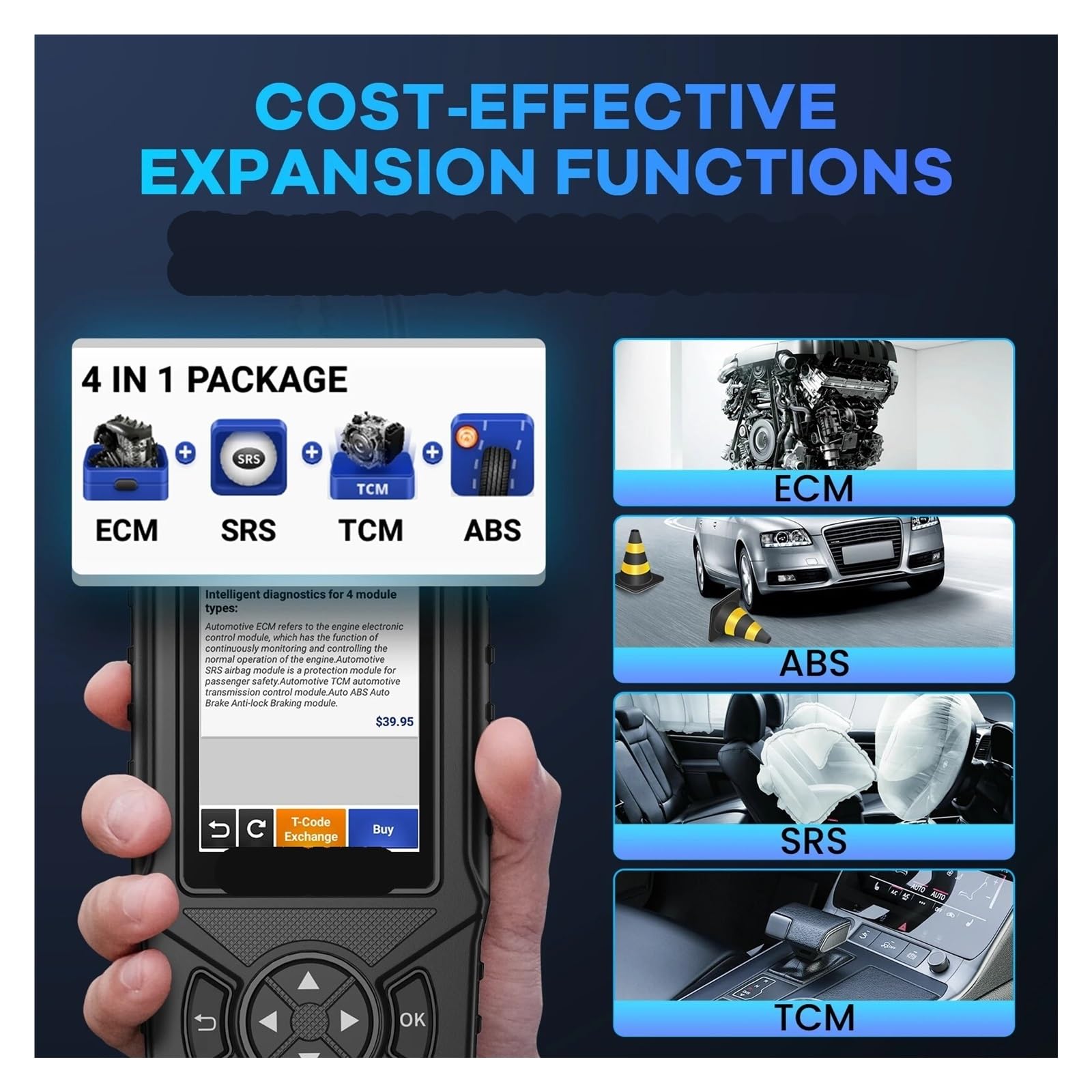 Scanner OBD2 for Auto, Motore, airbag, ABS, TCM, Sistema, Lettore di Codici diagnosi, aggiornamento WiFi Strumento diagnostico
