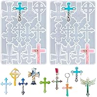 ELINKA 2PCS Cross Silicone Resin Molds for Epoxy Polymer Clay Jewelry Keychain Necklace Pendant DIY Crafts