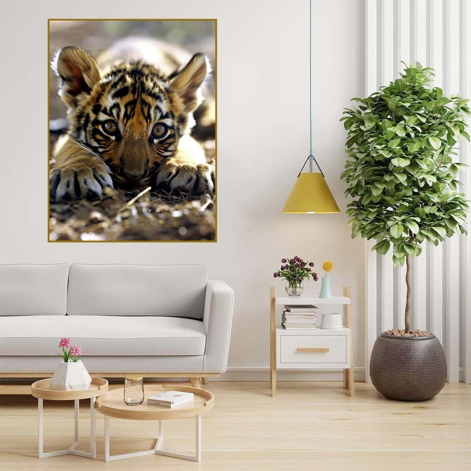 Diamond Painting Tier Malen Nach Zahlen Erwachsene, 5D Diamant Painting Bilder Tiger Diamond-painting Mosaikherstellung Bastelset Kinder ab 6 Jahre, Deko Wohnzimmer, Mädchen Geschenke 70x100cm 6X-725