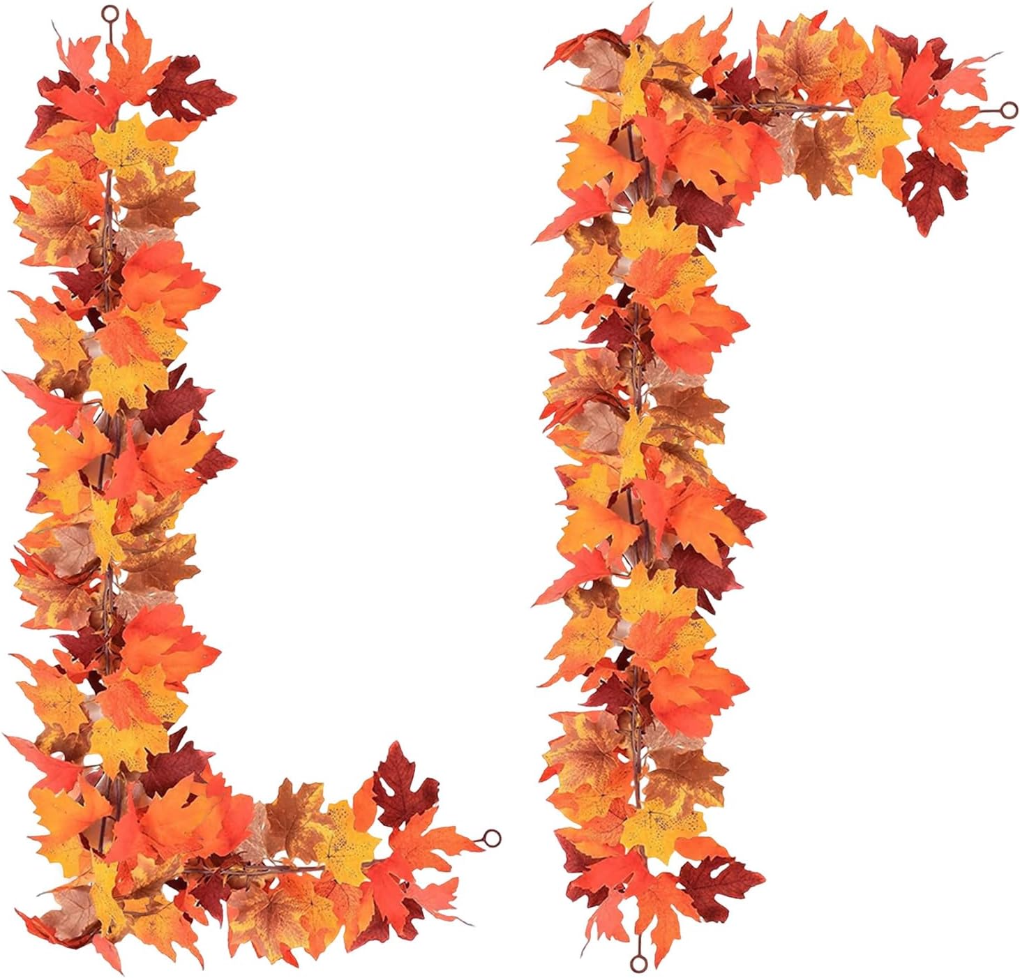 2 Pack Fall Leaves Garland, 5.9Ft/Piece Artificial Fall Leaves for Fall Decorations for Home, Halloween Decorations, Fall Garland Outdoor, Thanksgiving Decorations, Fall Outdoor Decor