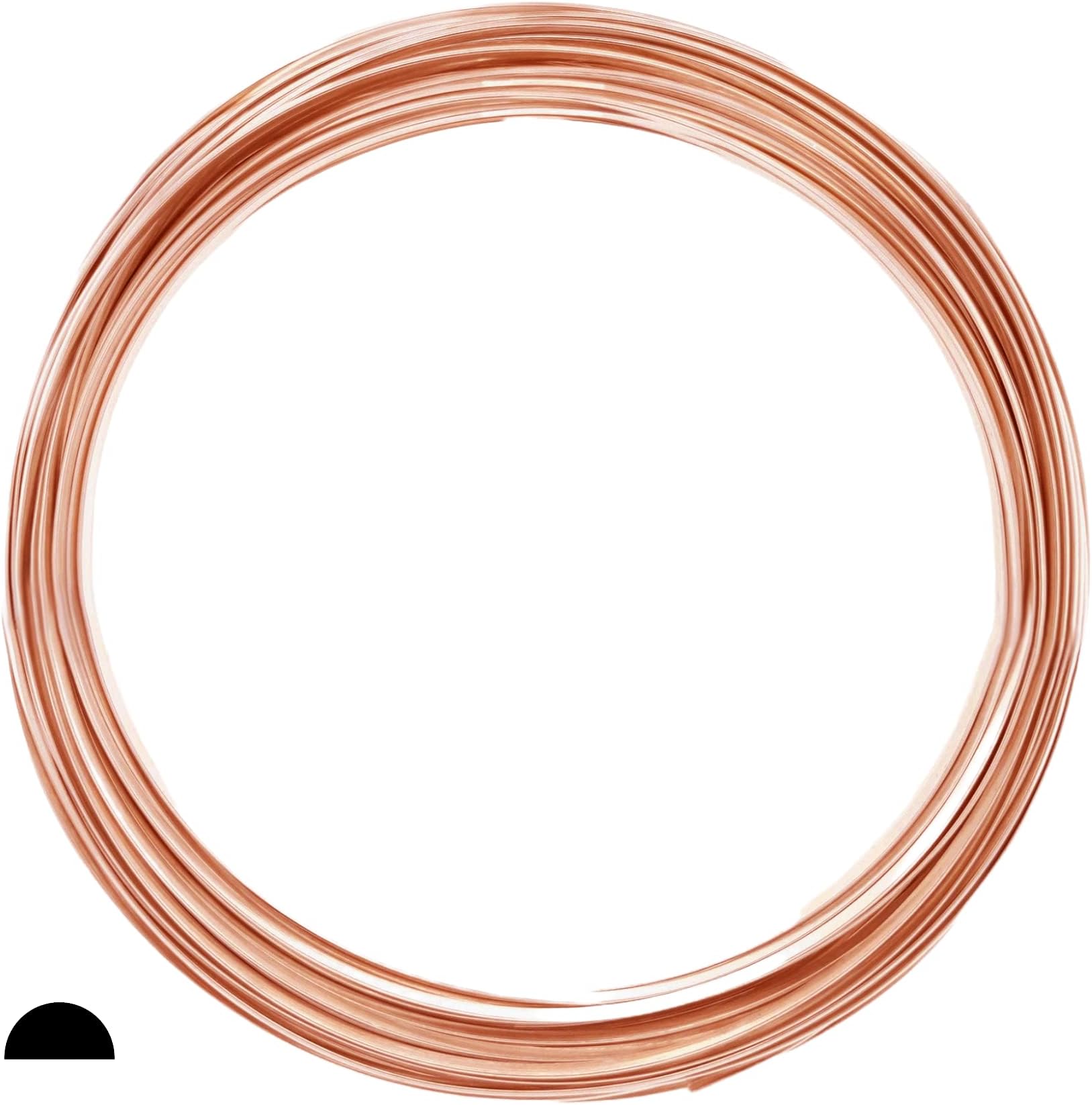 20 Gauge, 99.9% Pure Copper Wire (Half Round) Dead Soft CDA #110 Made in USA - 5FT by CRAFT WIRE