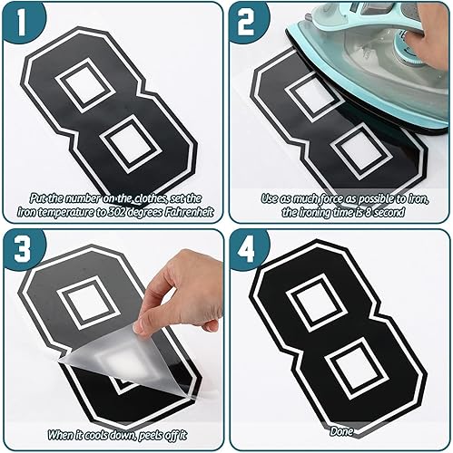 Miniatura 10 de 24 piezas de números de transferencia de calor de jersey 0 a 9 para uniforme de equipo, camiseta deportiva, fútbol, baloncesto, béisbol (blanco con