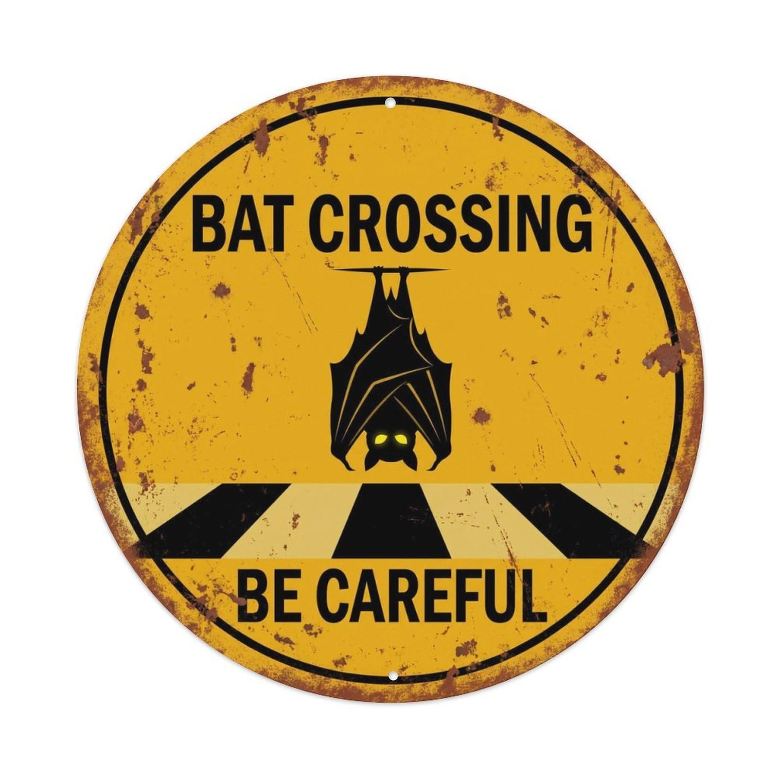 Bat Crossing Be Careful Countryside Metal Tin Sign