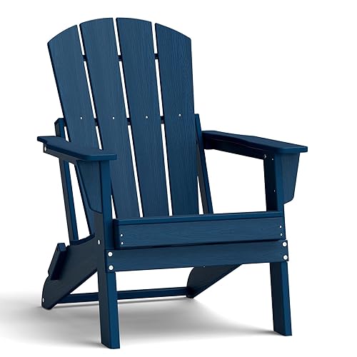 Folding Adirondack Chair, Lightweight & Portable HDPE Patio Chair, All-Weather