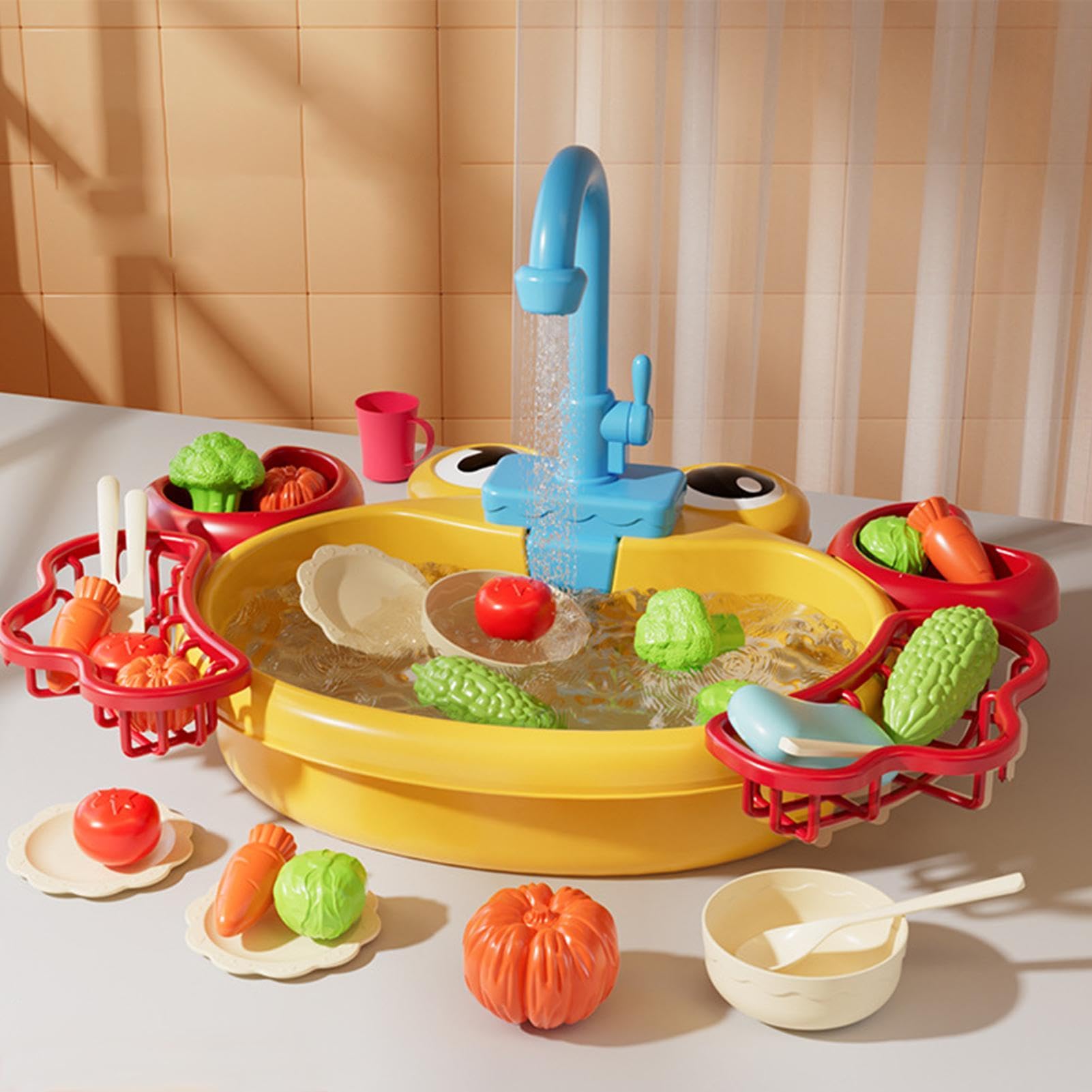 Generico Lavello per Bambini con Acqua Corrente Giochi di Ruolo per Bambini | Giocattolo con Rubinetto Rotante per Bambini Bambine Prescolari Giardino Spiaggia Campeggio Asilo Casa Bagno Cameretta Festa