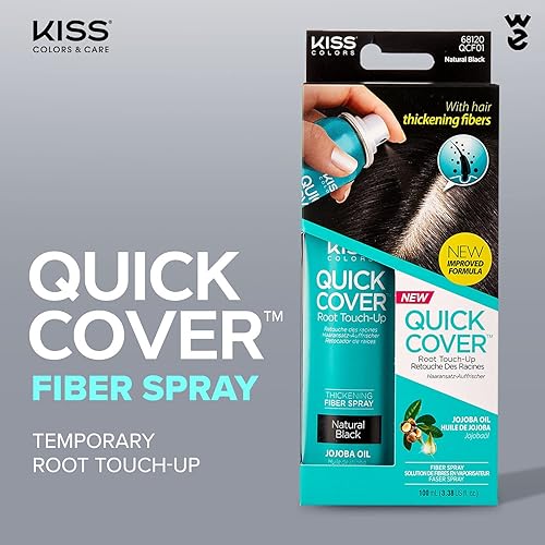 Miniatura 2 de Kiss Spray de fibra espesante de retoque de raíz de cobertura rápida, 3.38 onzas (negro natural)