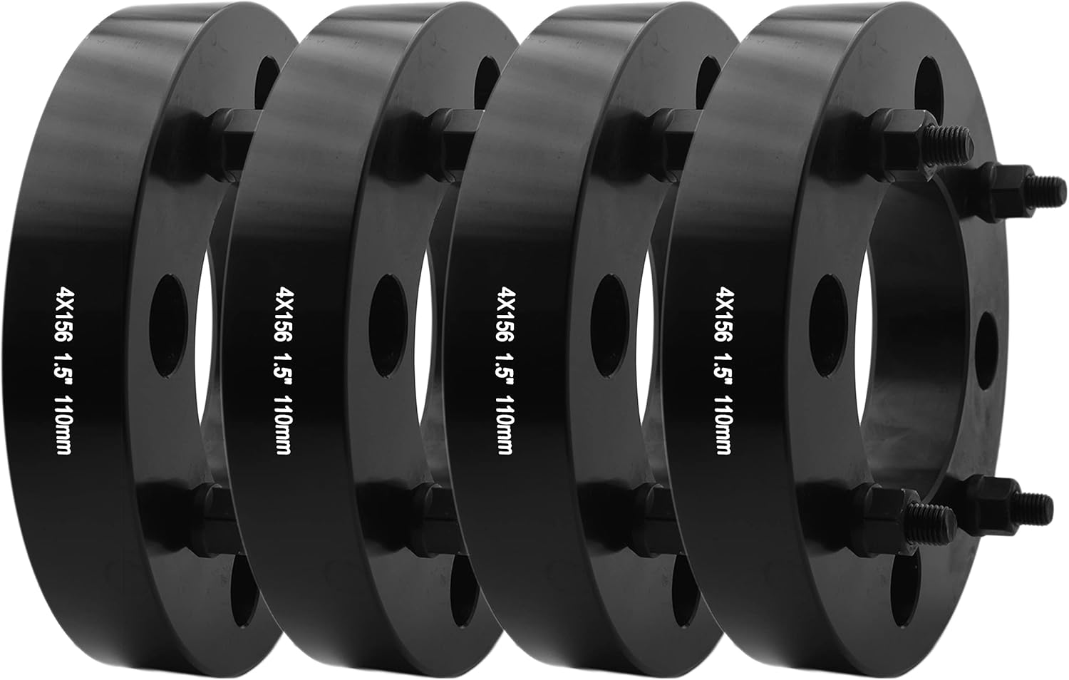 Complete Set of 4x156mm Black 1.5" Thick Wheel Spacers Adapters Compatible with Polaris RZR 900 1000 Xp Turbo Bolt On Kit 12x1.5 Lug Nuts