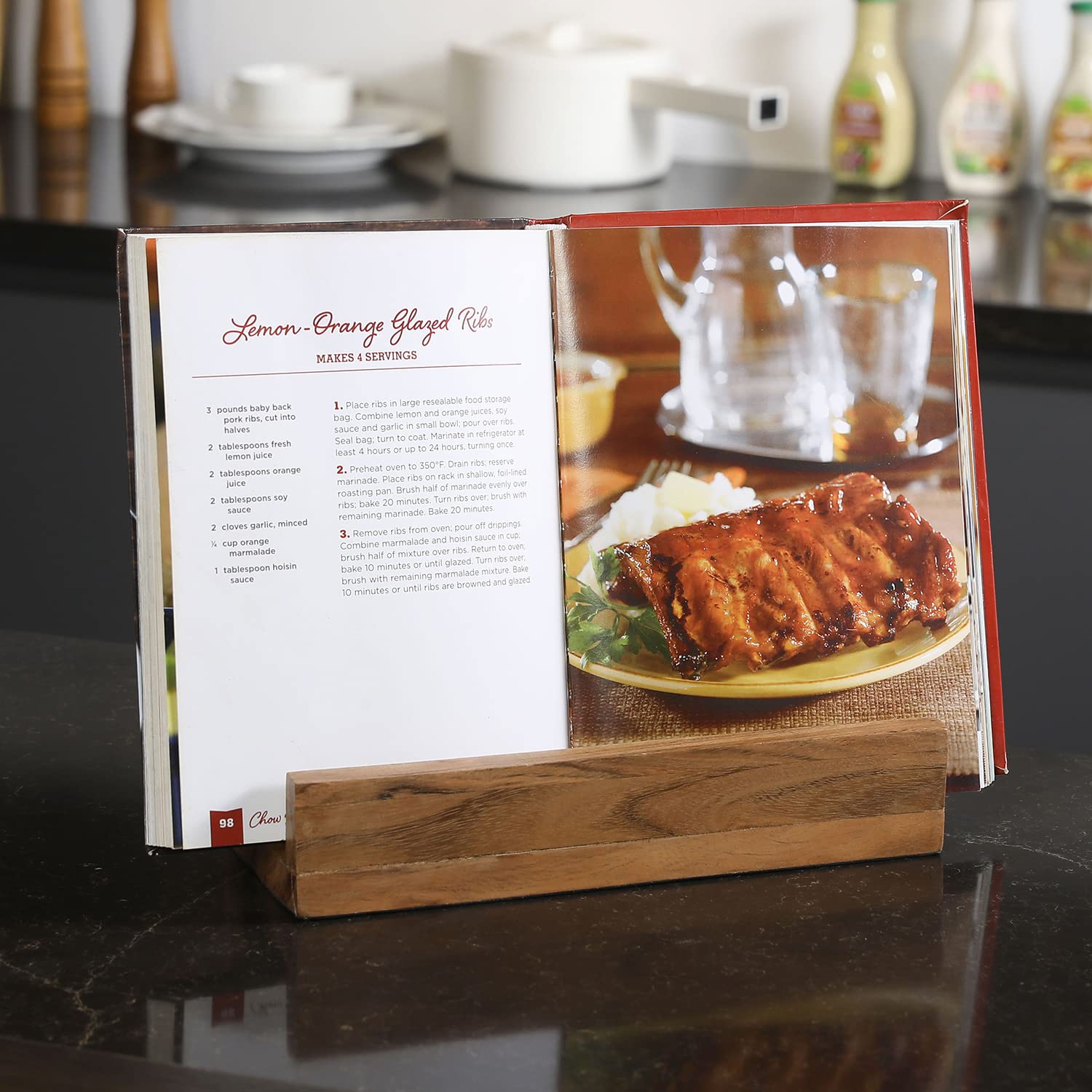 Amazon.co.jp: MyGift 卓上木製料理本スタンド アカシア木製レシピ