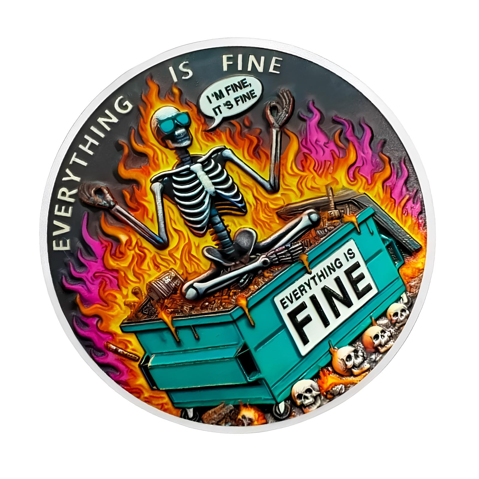 Jazuaiao Multicolor Colorful Skull Dumpster Challenge Coin Tokens Symbolizing Courage And Dedications For Enhancing Group Cohesion Tokens Funny Desk Accessories