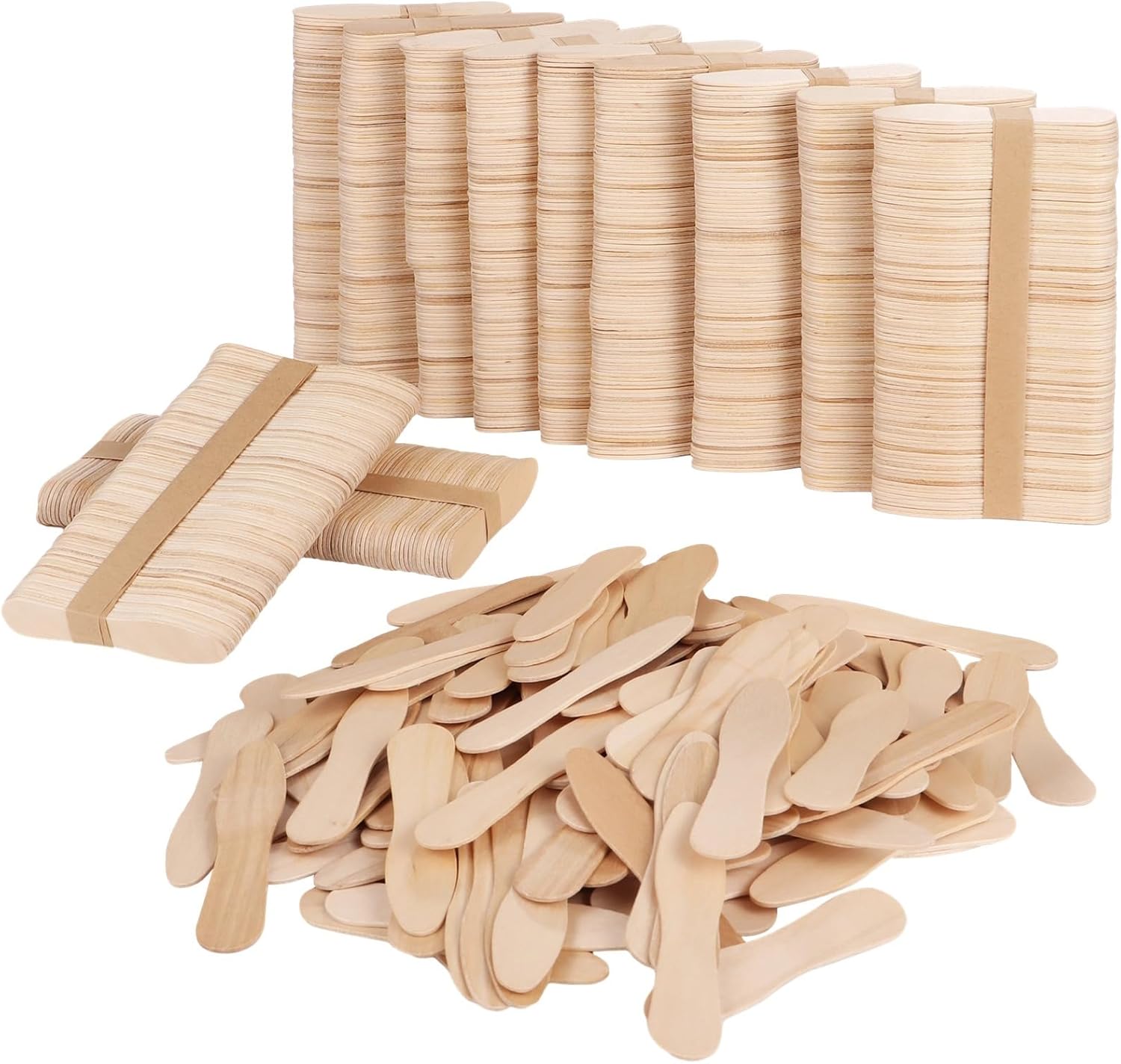 3" Mini Disposable Wooden Ice Cream Spoons, 2000 Pcs Birch Wood Sample Sticks, Tasting Spoons for Small Ice Cream, Wedding & Crafts Dessert Spoons