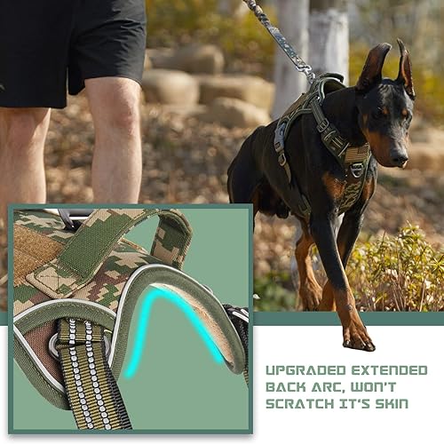Miniatura 3 de BUMBIN - Arnés táctico para mascotas, inteligente, antitirones, ajustable con asa, reflectante, para perros grandes, medianos y pequeños, arnés de