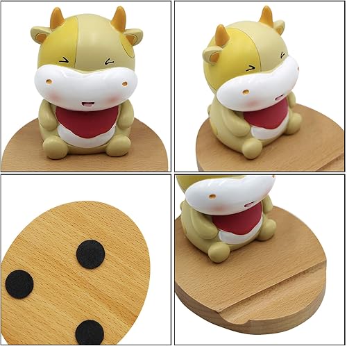 Miniatura 7 de AIBEARTY - Soporte de madera para teléfono celular, soporte para teléfono de escritorio, diseño de vaca, ideal para oficina, decoración del hogar,