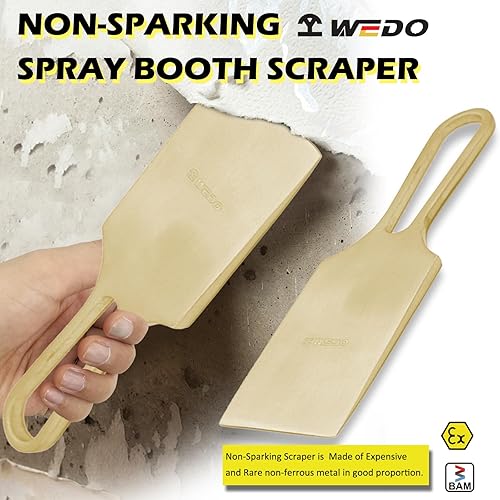 Miniatura 3 de WEDO Raspador de cabina de pulverización sin chispas de 9 pulgadas de longitud, raspador de cabina de pulverización de seguridad sin chispas, bronce
