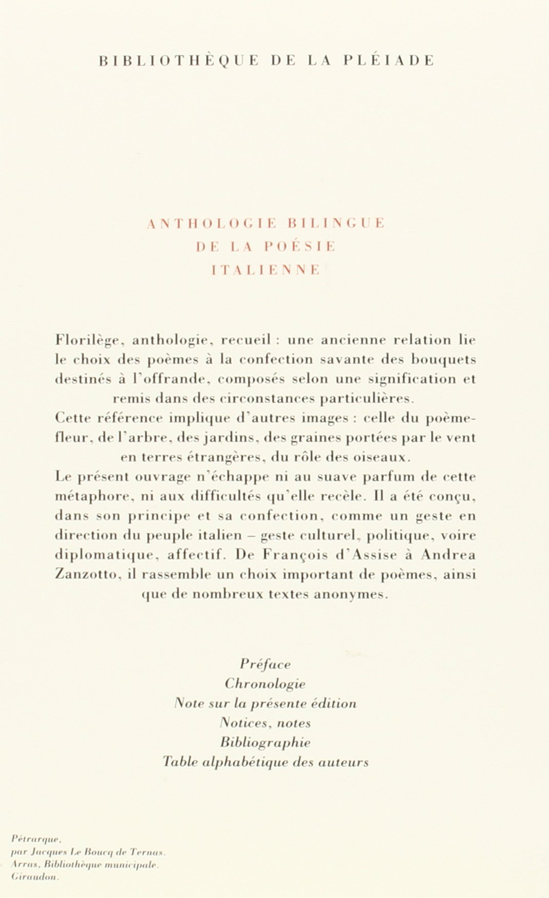 Anthologie bilingue de la poésie italienne