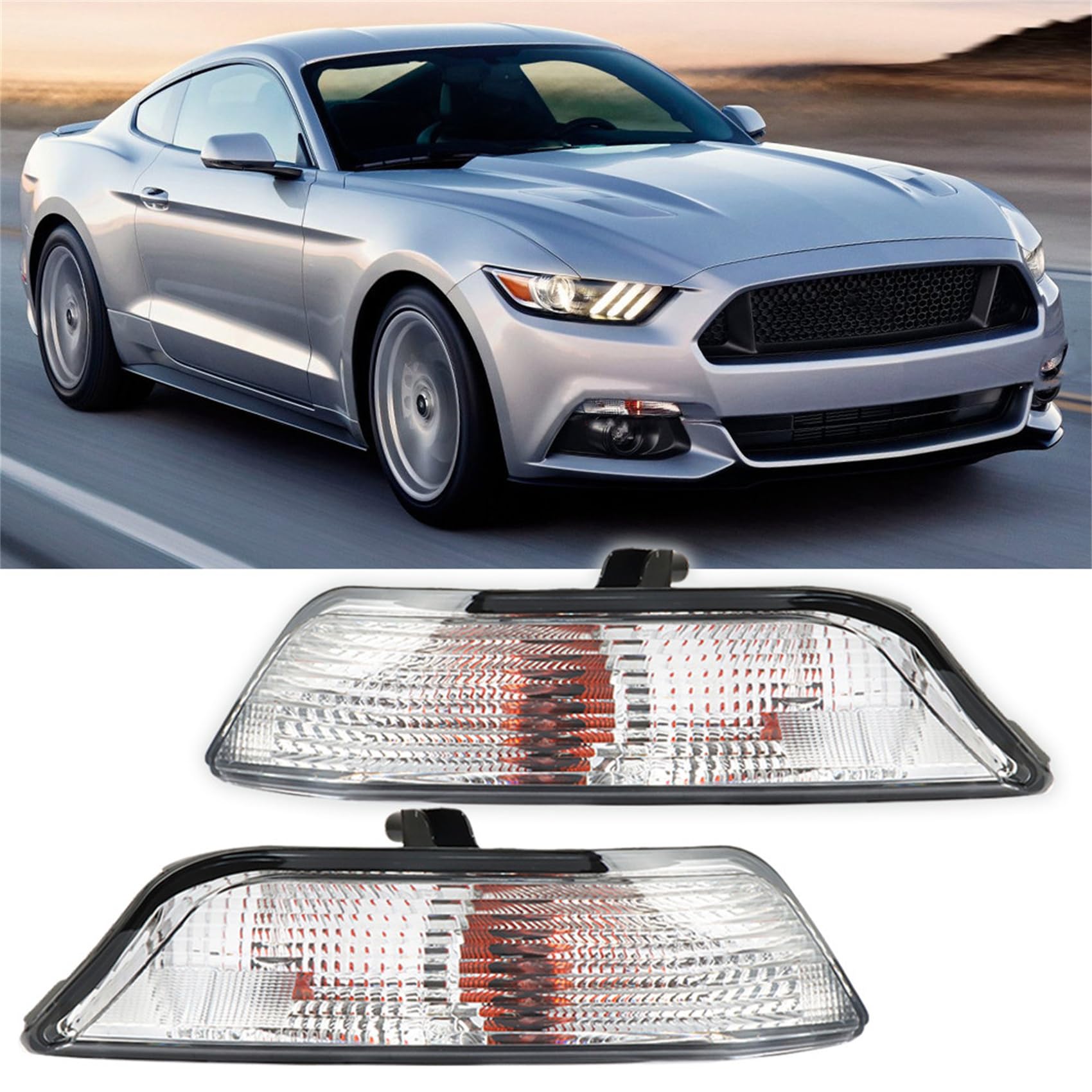 labwork 1 Pair Turn Signal Lights Replacement for Mustang 2015-2017 Driver and Passenger Side Marker Light Lamps FR3Z13201A FR3Z13200A
