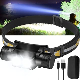 Headlamp Rechargeable, 1200 Lumen Super Bright LED Head Lamp for Adults, IP66 Waterproof Rechargeable Headlight with 9 Modes, Head Flashlight with 2600 mAh for Outdoor Camping Hiking Fishing Running