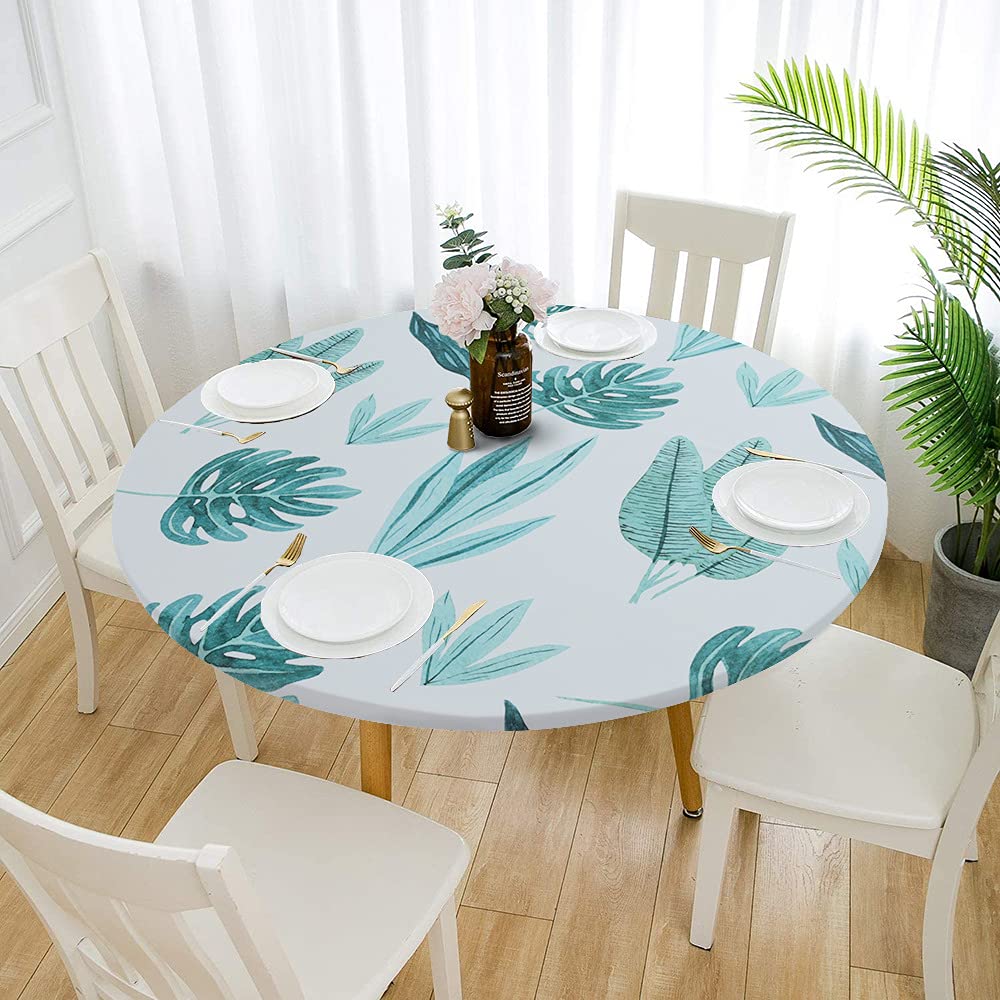 Nappe ronde extensible polyester sans lavage pour couverture de table de patio extérieur