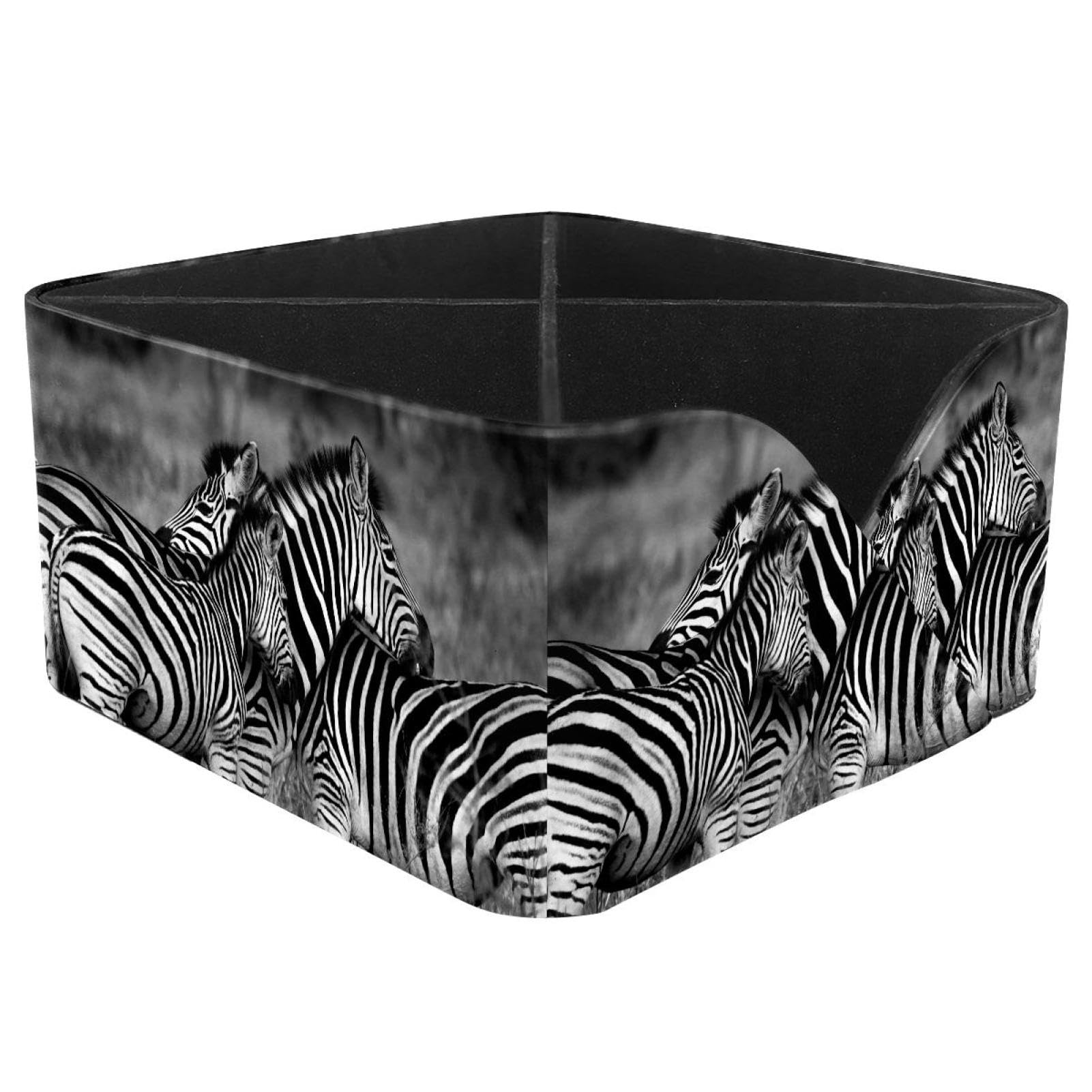 KengjuTesu Zebras Hug Desktop Organizer Pen Holder, Rectangular Pencil Cup for Office, Study and Makeup Stations