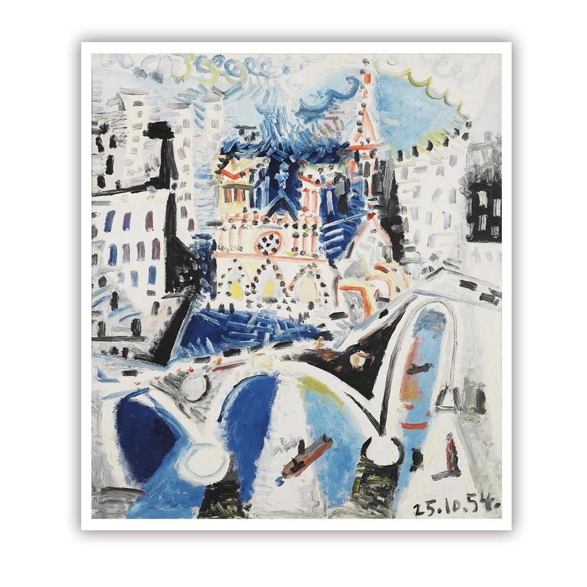 SHENGPOSTER Pablo Picasso Style Canvas Poster Prints Notre-Dame De Paris Famous Painting Replica Unframed Home Wall Decor for Living Room Bedroom Frameless 80x105cm