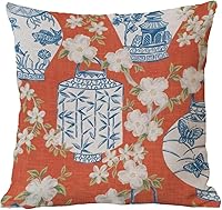 Vista 6 de Funda de almohada azul con tarro de jengibre de 22 x 22 pulgadas, funda de almohada con tarro de jengibre Chinoiserie Eurosham Accent Toss