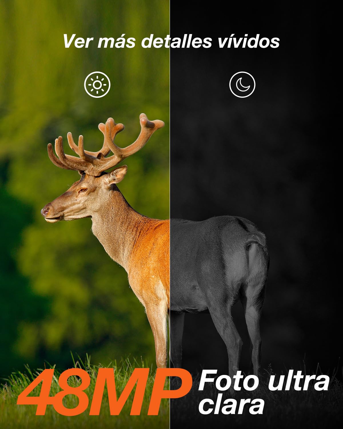 iZEEKER Cámara de Caza Solar 4K 48MP, con Visión Nocturna, Impermeable IP66, 0.1s Tiempo de Activación, Batería de Litio de Gran Capacidad Integrada, Observación de Animales, con Tarjeta SD de 32GB