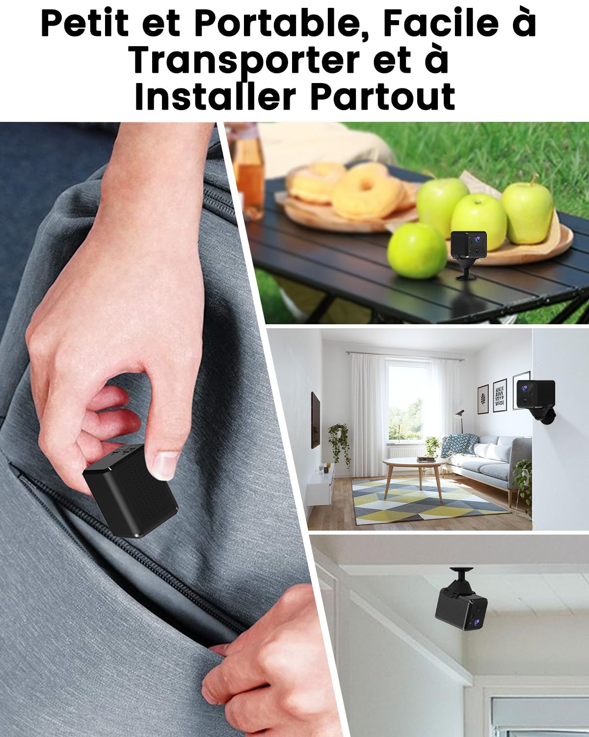 UCOCARE Camera de Surveillance sans Internet, Camera 4G Carte SIM | 2K HD Portable, Accès à Distance, Angle 160°, Batterie 5200mAh, Détection Mouvement AI, Alerte, Vision Nocturne