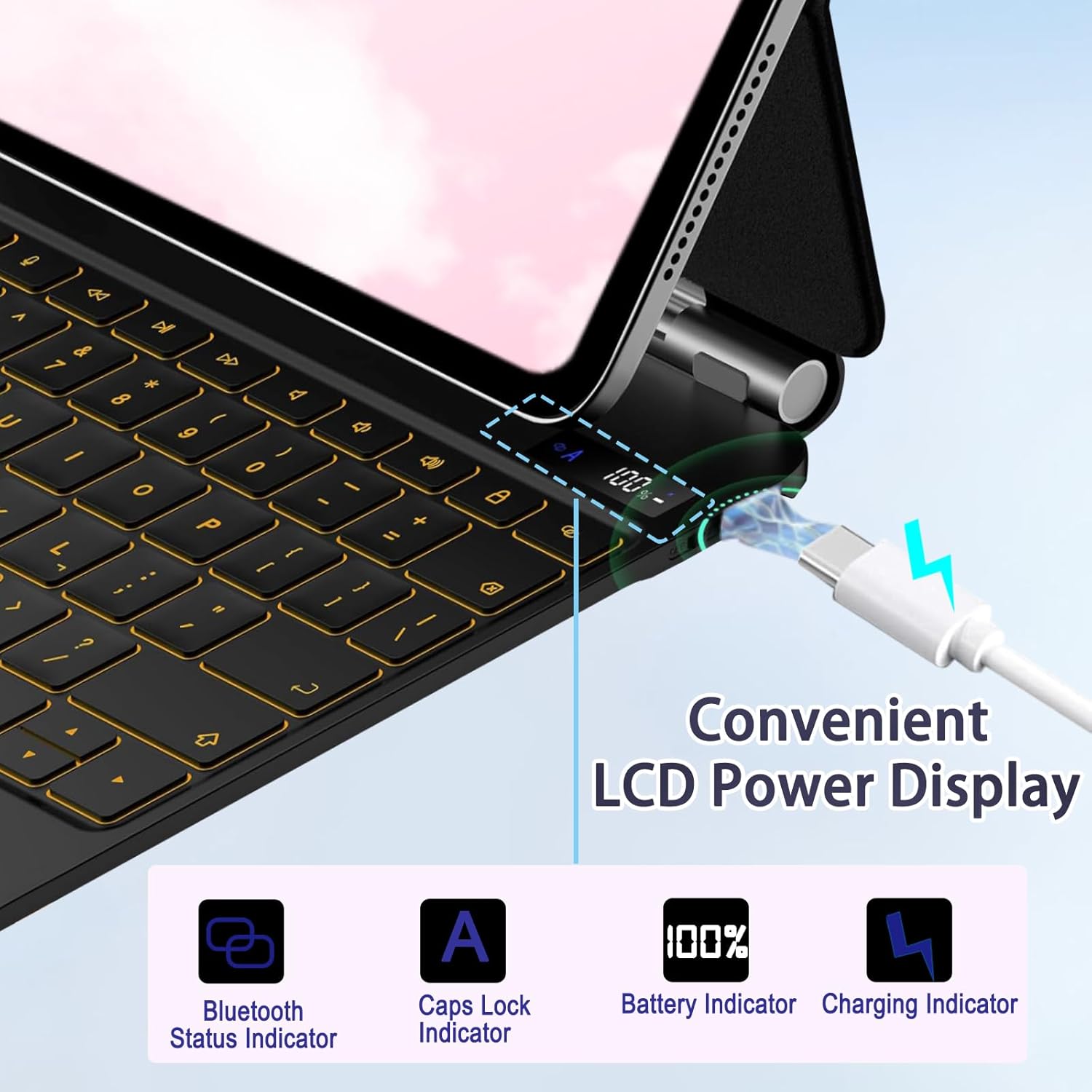 Magnetic Keyboard Case for Samsung Galaxy Tab S10 Lite/S10 FE/S9 FE /S9/S8/S7, Backlit Keyboard for Samsung Galaxy Tab S11 2025 with Multi-Touch Trackpad, Floating Cantilever Stand, LED Display, Black