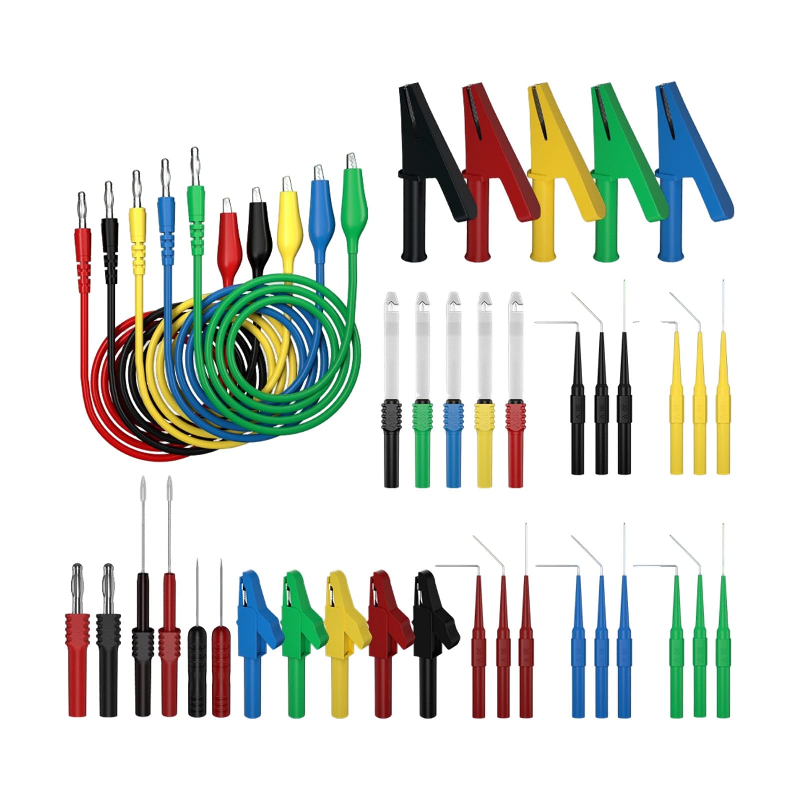 Kalttoy Comprehensive Leads Collection 41 Items Alligators Clip Steel Probes Industrial Electrical Tool For Repair Electrical Testing Leads Alligators Clip