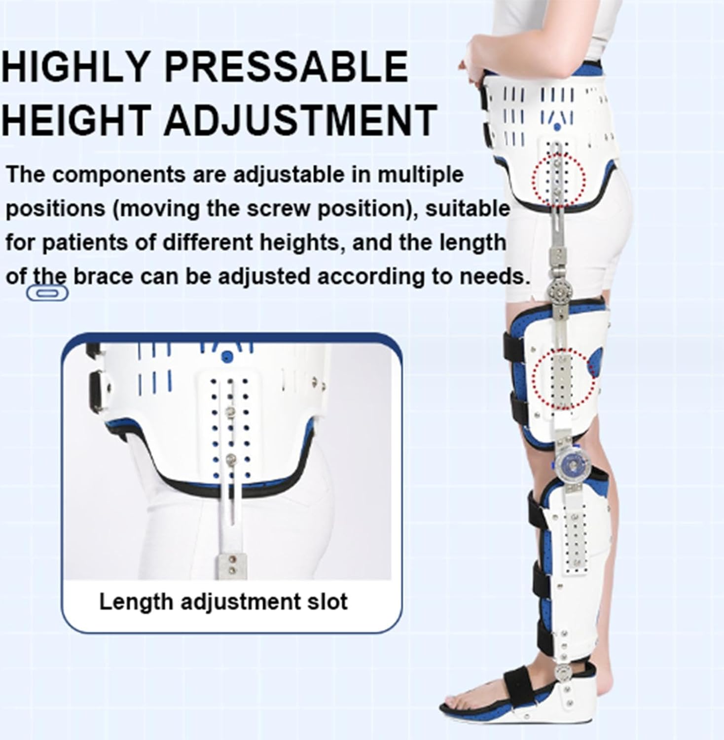 Hip Brace Knee Ankle Foot Orthosis Brace,Adjustable Knee Support Immobilizer for Hip Fracture Rehabilitation Equipment Fixed Brace, for Women and Men,Left