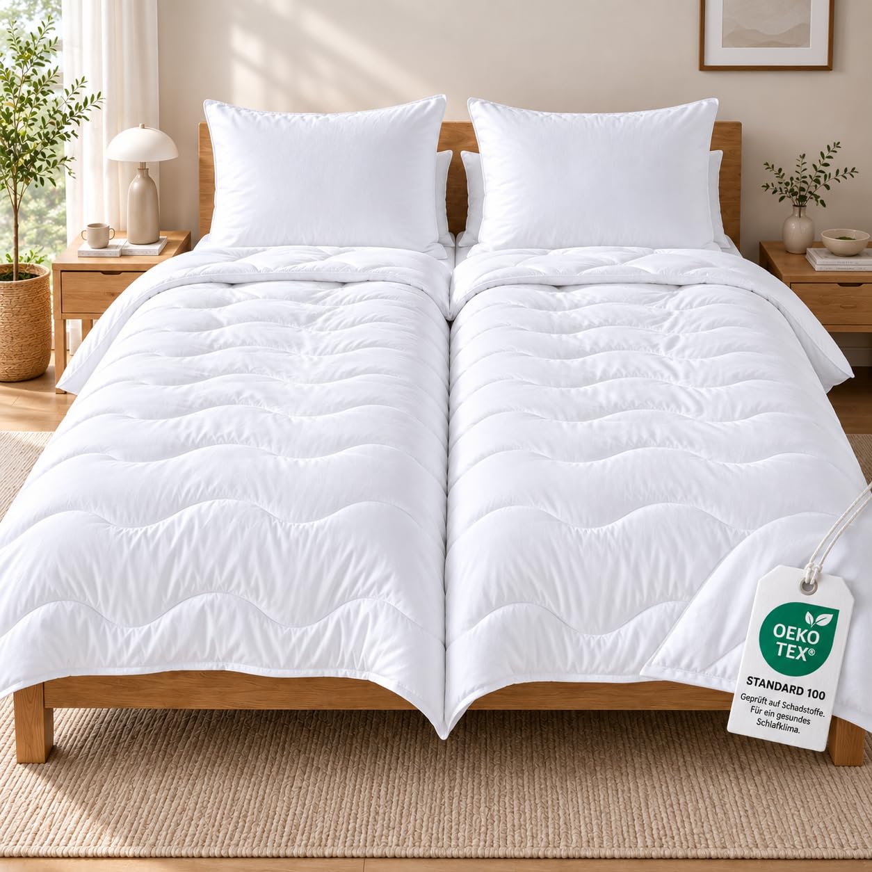 MB WARENHANDEL24 Bettdecke & Kissen Set (135x200 cm) - 4-teiliges Bettzeug