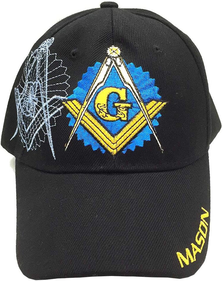 AborenCo Freemason Mason Lodge Symbol Adjustable 3D Embroidery Baseball Cap Hat