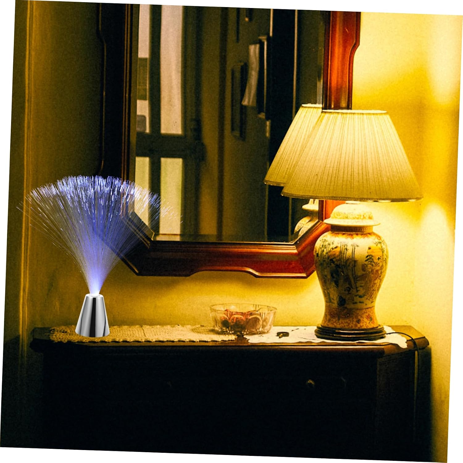 Battery Operated LED Fiber Optic Lamps 2 Pcs Color Changing | Plastic and ABS Build, No Light Pollution, Energy Saving, Home Decoration and Holiday Use, without Batteries