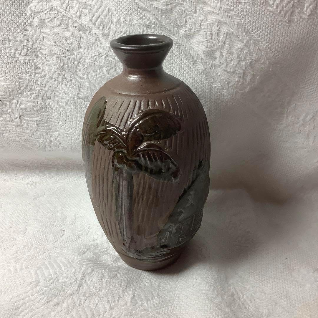 沖縄特産 琉球焼 壺屋焼 岩古焼 飛び鉋山水文徳利壺 伝統