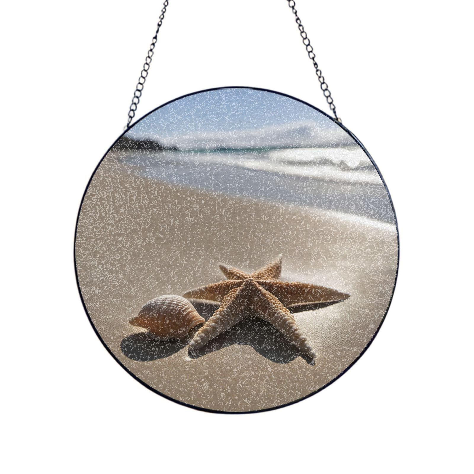 Atrapasueños de cristal estrella de mar adorno de jardín ventanas