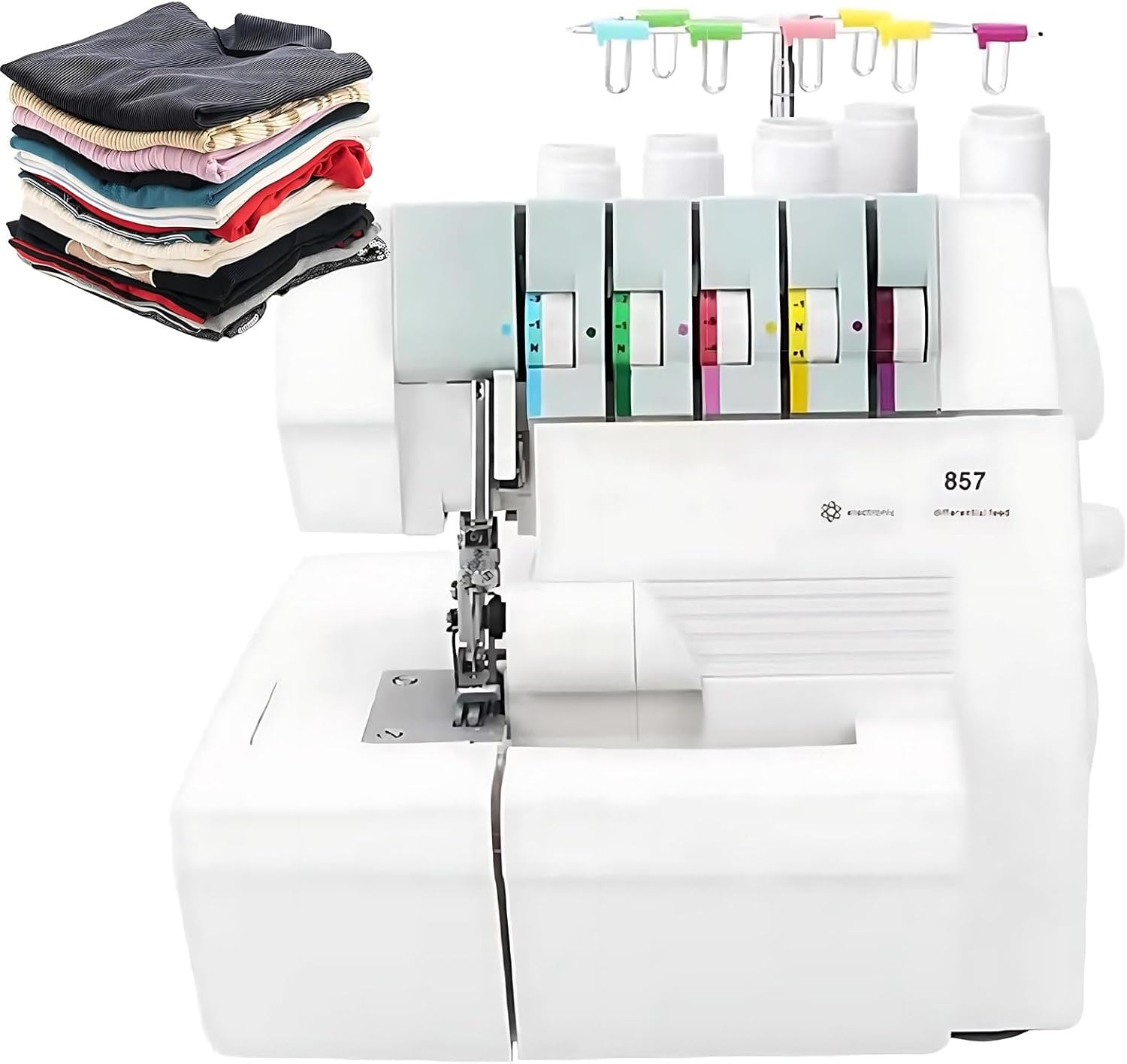 Overlock Sewing Machine with 2-3-4 Stitch Capability, Electric Crafting Mending Overlock Embroidery Machine, Adjustable Stitch Length, Trim Trap, Snap-on Presser Feet