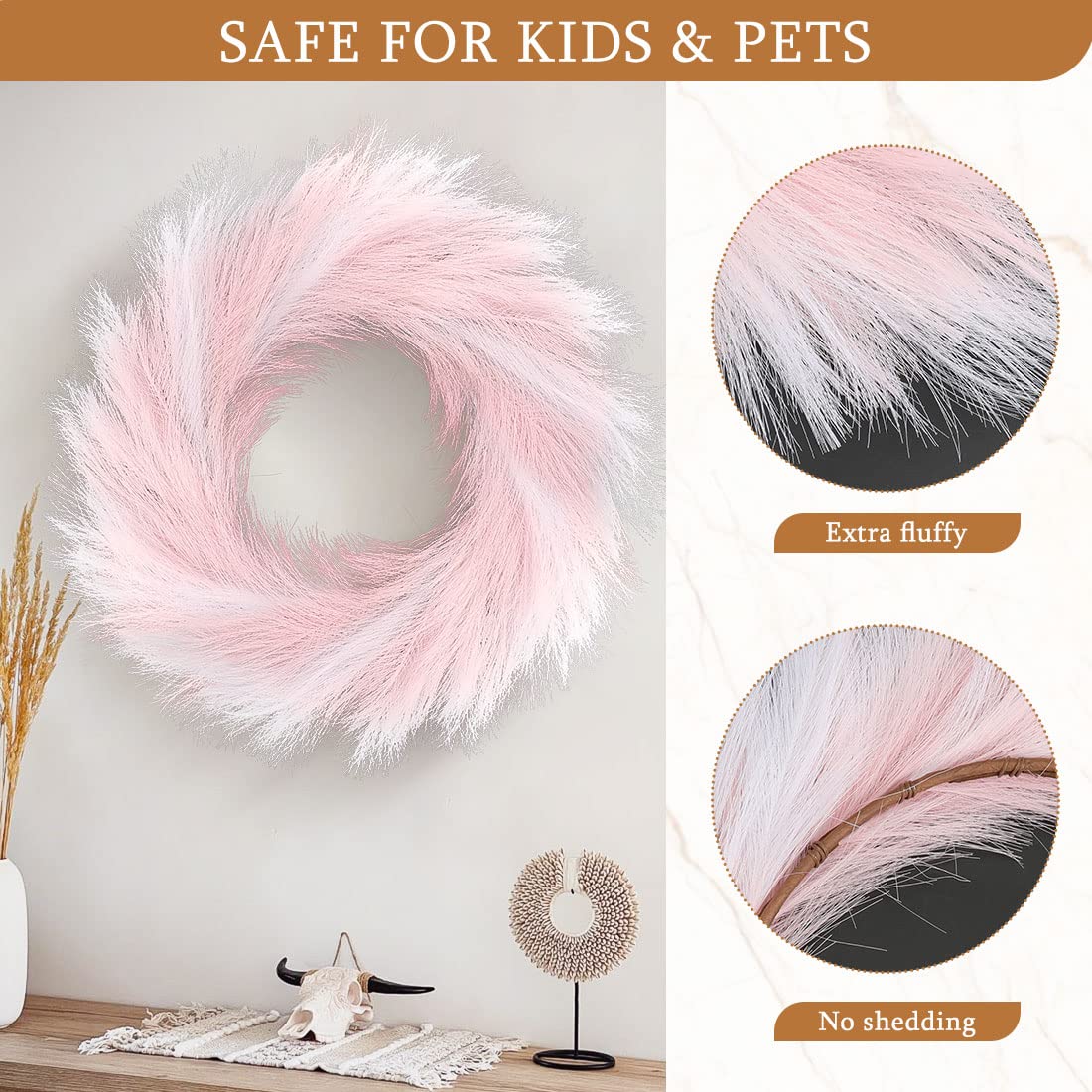 Amazon.co.jp: ピンクパンパスグラスリース 24インチ パンパスリース