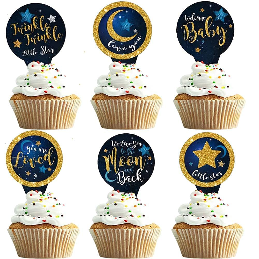 36 Pieces le le Litter Star Cupcake Toppers for Star Party Birthday Party Deorations Baby Shower Birthday Party Supplies, Baby 1st Birthday, Boys Girls Gender Reveal Party Decorations