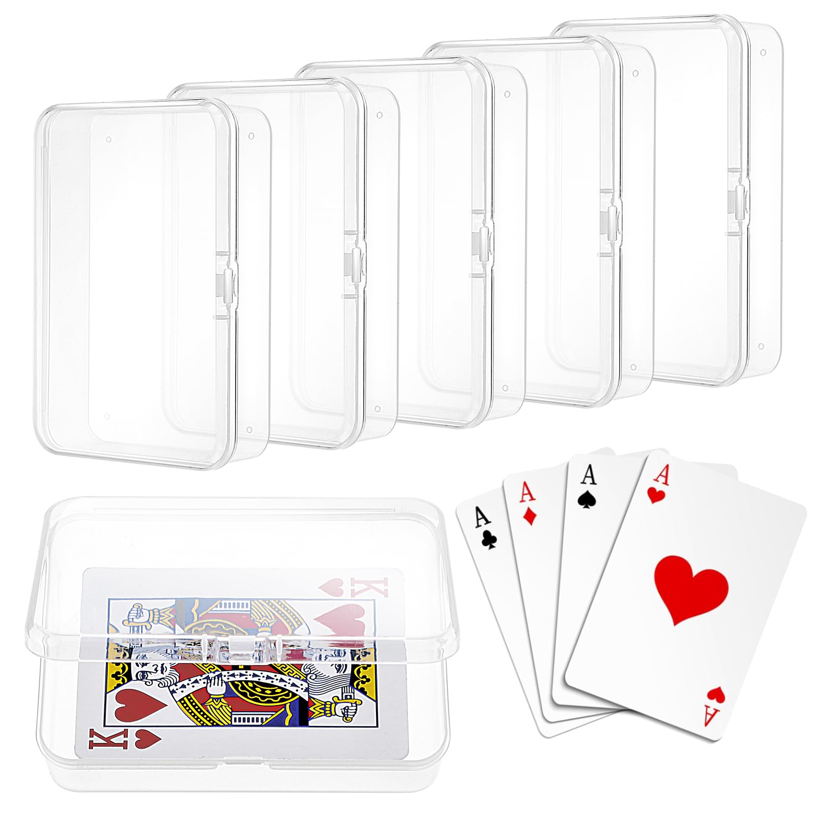 ASTER Playing Deck Card Cases Clear Plastic Card Deck Box Trading Card Storage Box Card Holder Box Collectible Trading Card Cases for MTG TCG, Each Case for 1 deck of Cards (5 PCS)